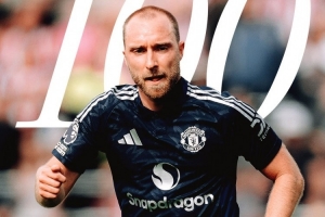 必一运动-埃里克森达成曼联生涯出战100场里程碑，贡献7球17助